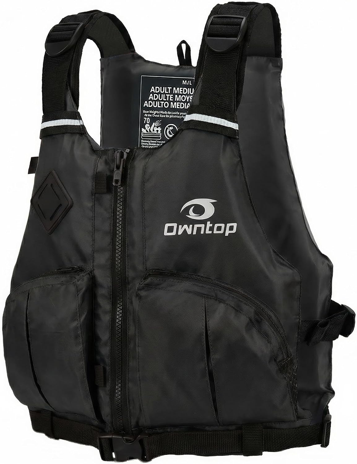 Owntop Women & Men Swim Vest for Kayaking & Paddle Sports, Adjustable Swimming Vest for Adult, Large Armhole Swim Jacket with Waist Strap for Fishing & Boating
