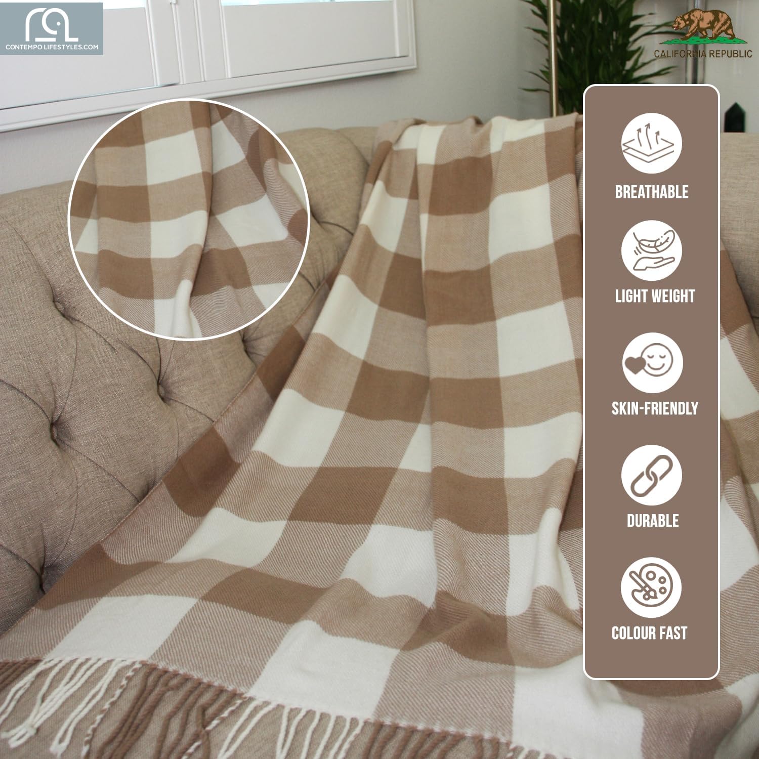 Blankets - Buffalo Plaid Throw Blanket - Decorative Classic Blanket - Comfortable and Ultra-Soft - Lightweight & Indoor Outdoor Blanket - Ideal for Living Room, Couch, Travelling All Seasons
