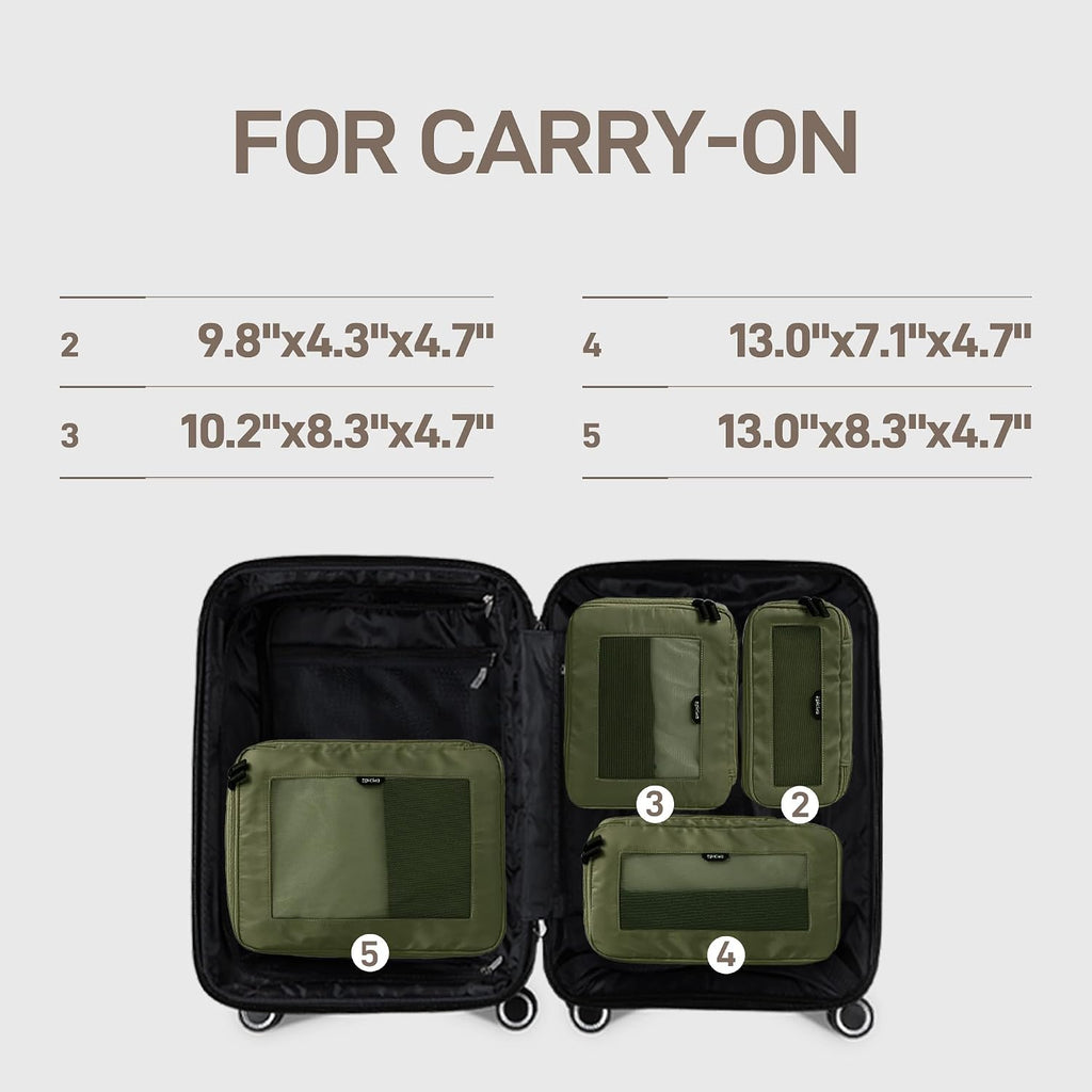 EPICKA TripCozy Compression Packing Cubes, 4 Set, Olive Green