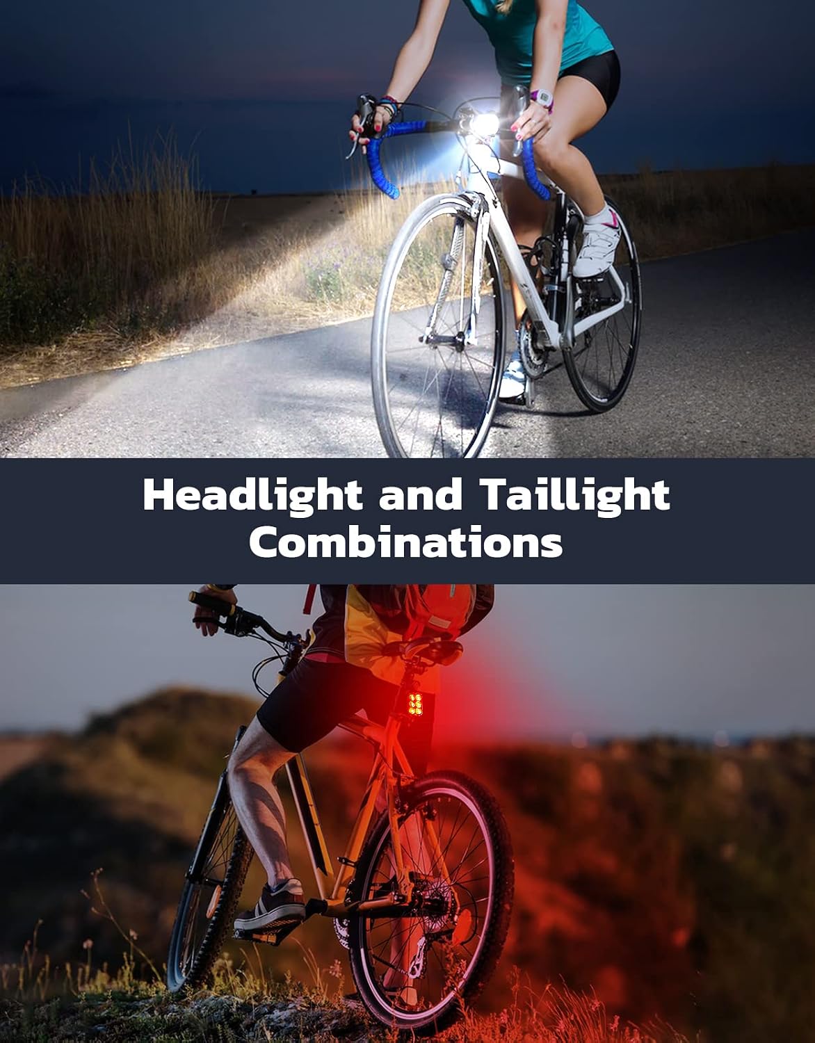 Zewdov Bike Lights for Night Riding, Rechargeable Bike Light Front and Back