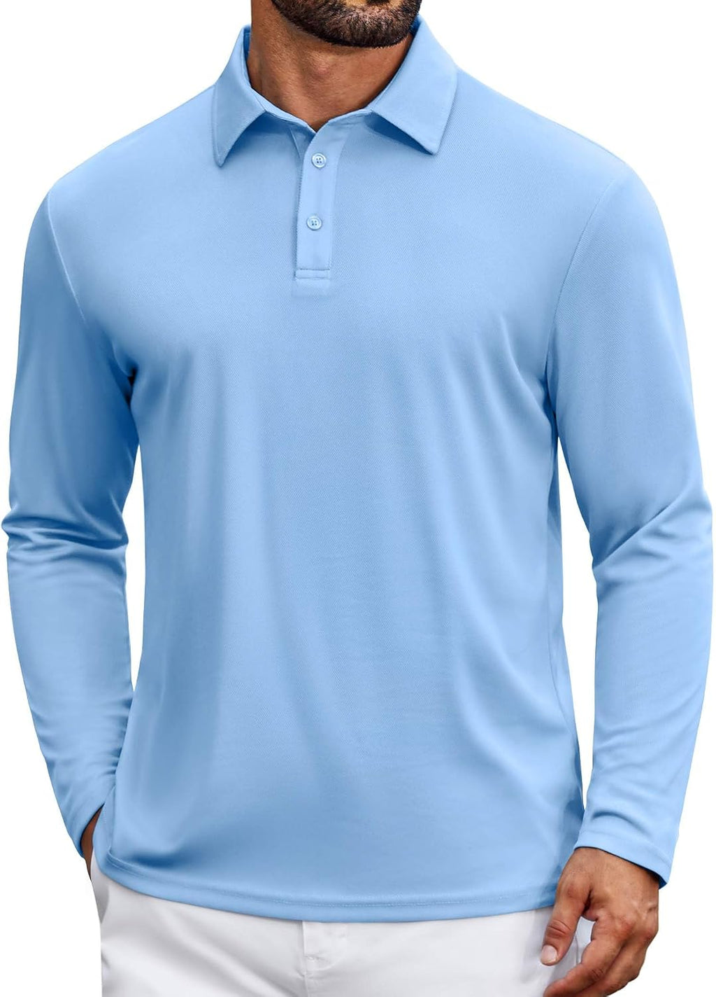COOFANDY Mens Polo Shirts Long Sleeve UPF 50+ Moisture Wicking Golf Shirt