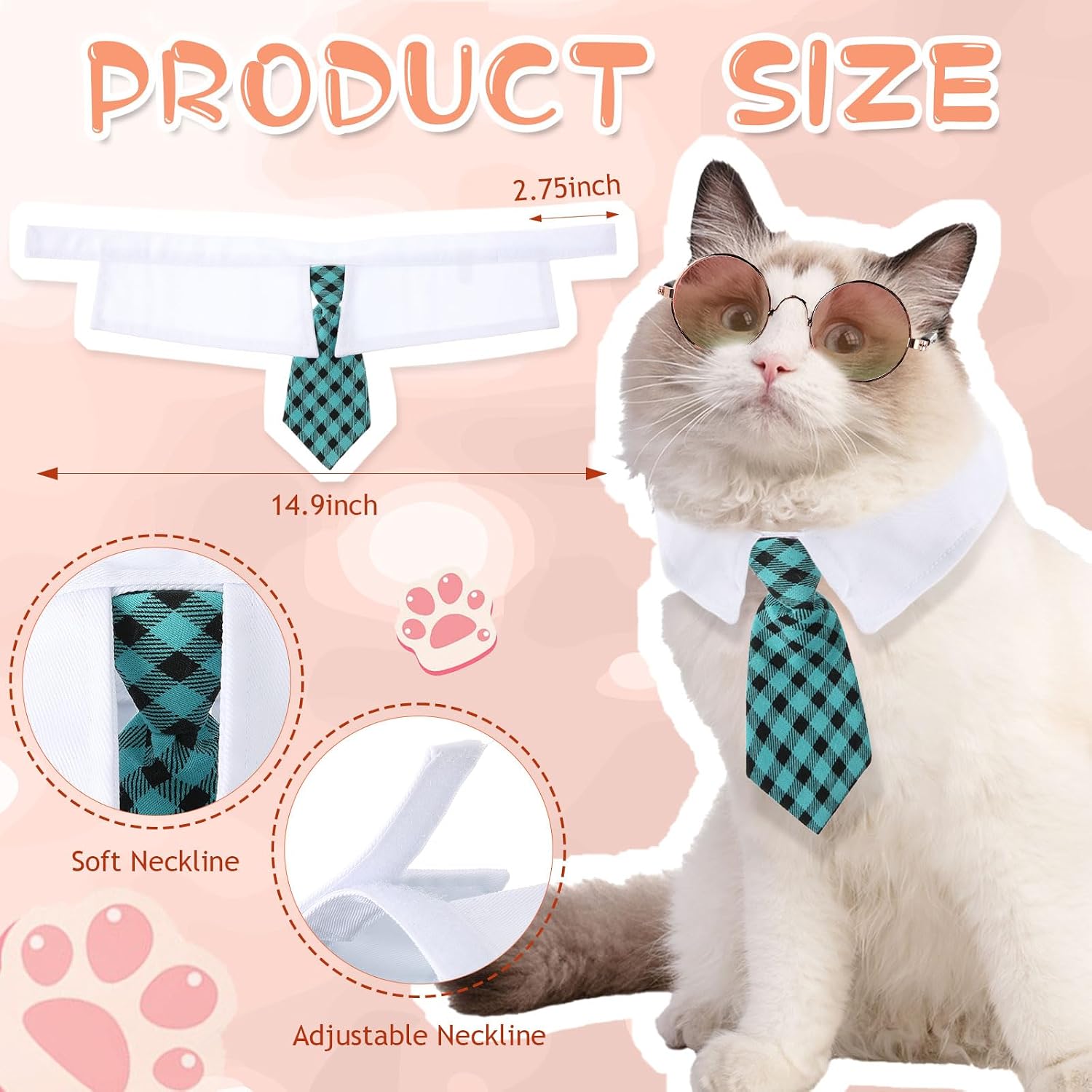 Weewooday 8 Pcs Pet Sunglasses & Tie Collars for Dogs Cats, Elegant Colors