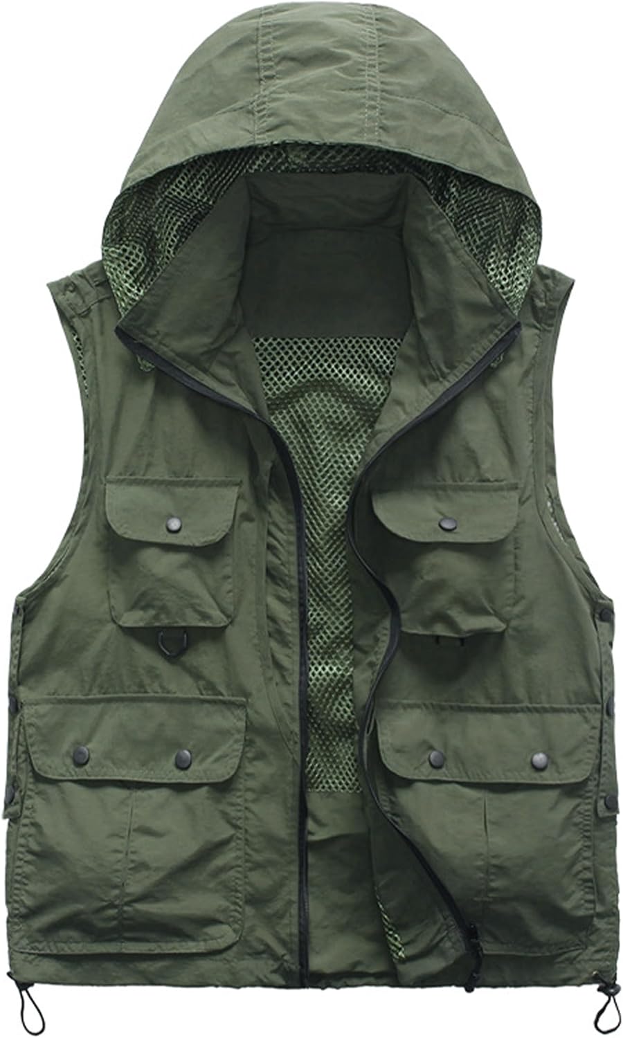 M2C Mens Hooded Mesh Multiple Pockets Traveling Vest