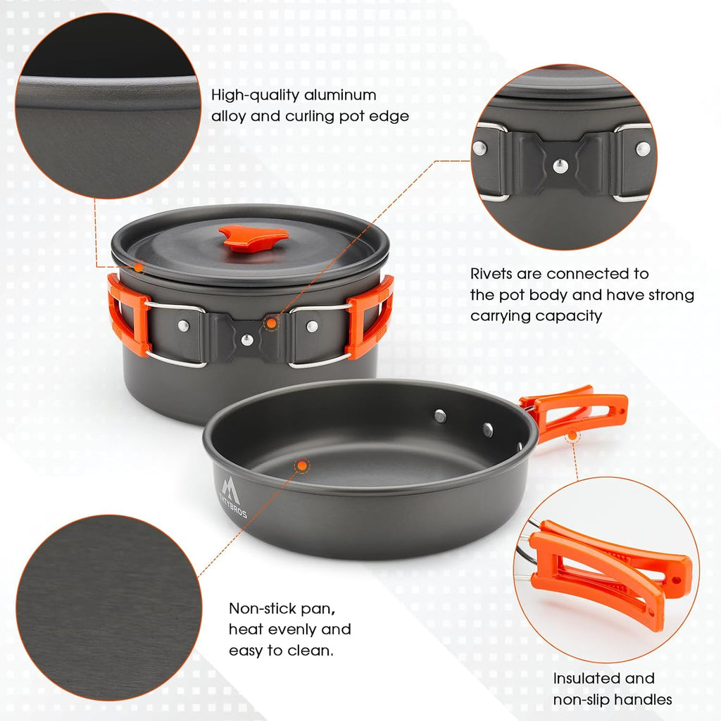 THTYBROS 17pcs Camping Cookware Mess Kit,for Camping,Backpacking,Picnic