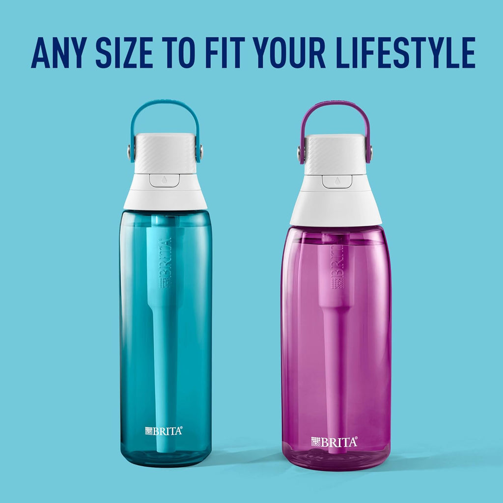 Brita Hard-Sided Plastic Premium Filtering Water Bottle, BPA-Free, Reusable, Replaces 300 Plastic Water Bottles, Filter Lasts 2 Months or 40 Gallons, Includes 1 Filter, Orchid - 36 oz.