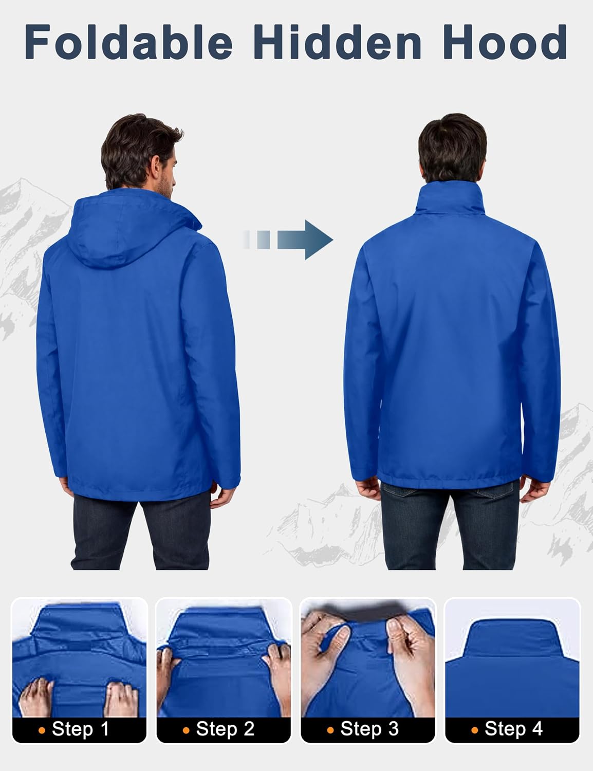 Little Donkey Andy Men's Waterproof Rain Jacket Outdoor Raincoat for Hiking