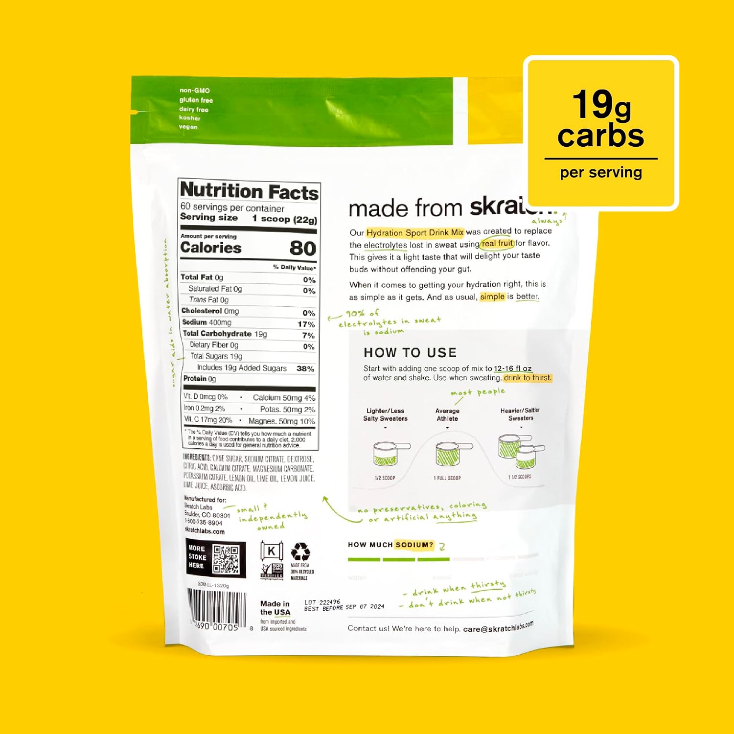 Skratch Labs Hydration Sports Drink Mix, Lemon Lime, 60 Servings