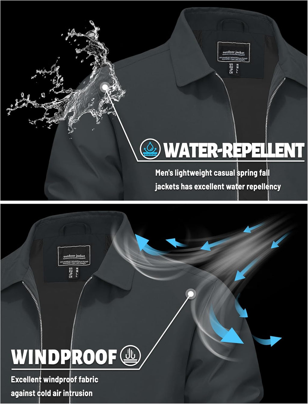 TACVASEN Men's Lightweight Jacket Fall Water-repellent Windbreaker Jackets
