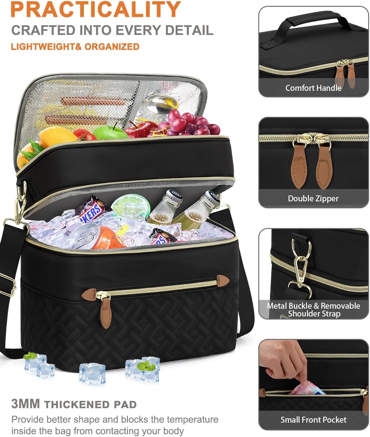 Capolo Lunch Bag for Women Men Insulated Lunch Tote Leakproof Lunchbox Bags
