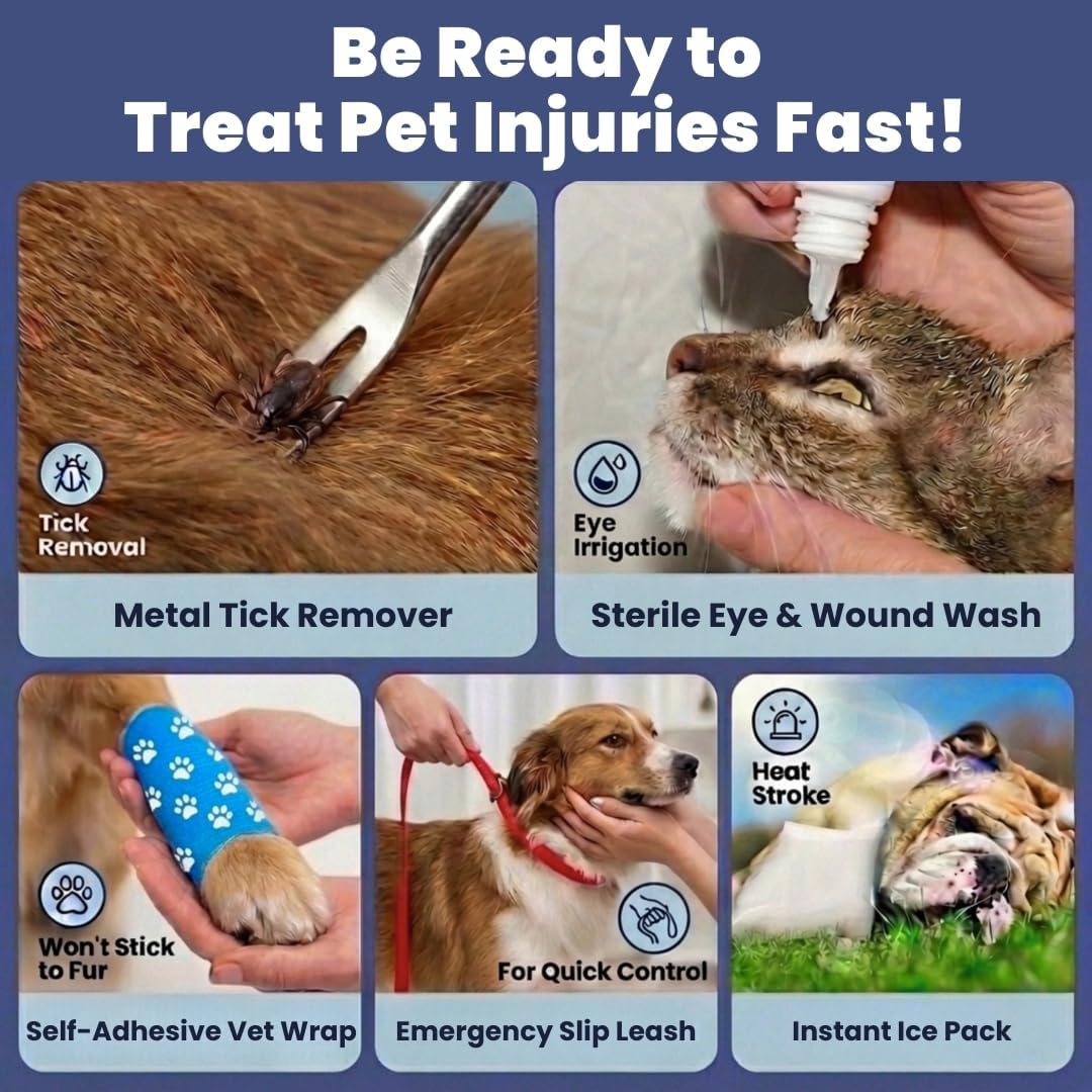 Dog First Aid Kit - Vet-Approved Emergency Kit for Dogs & Cats - Essential
