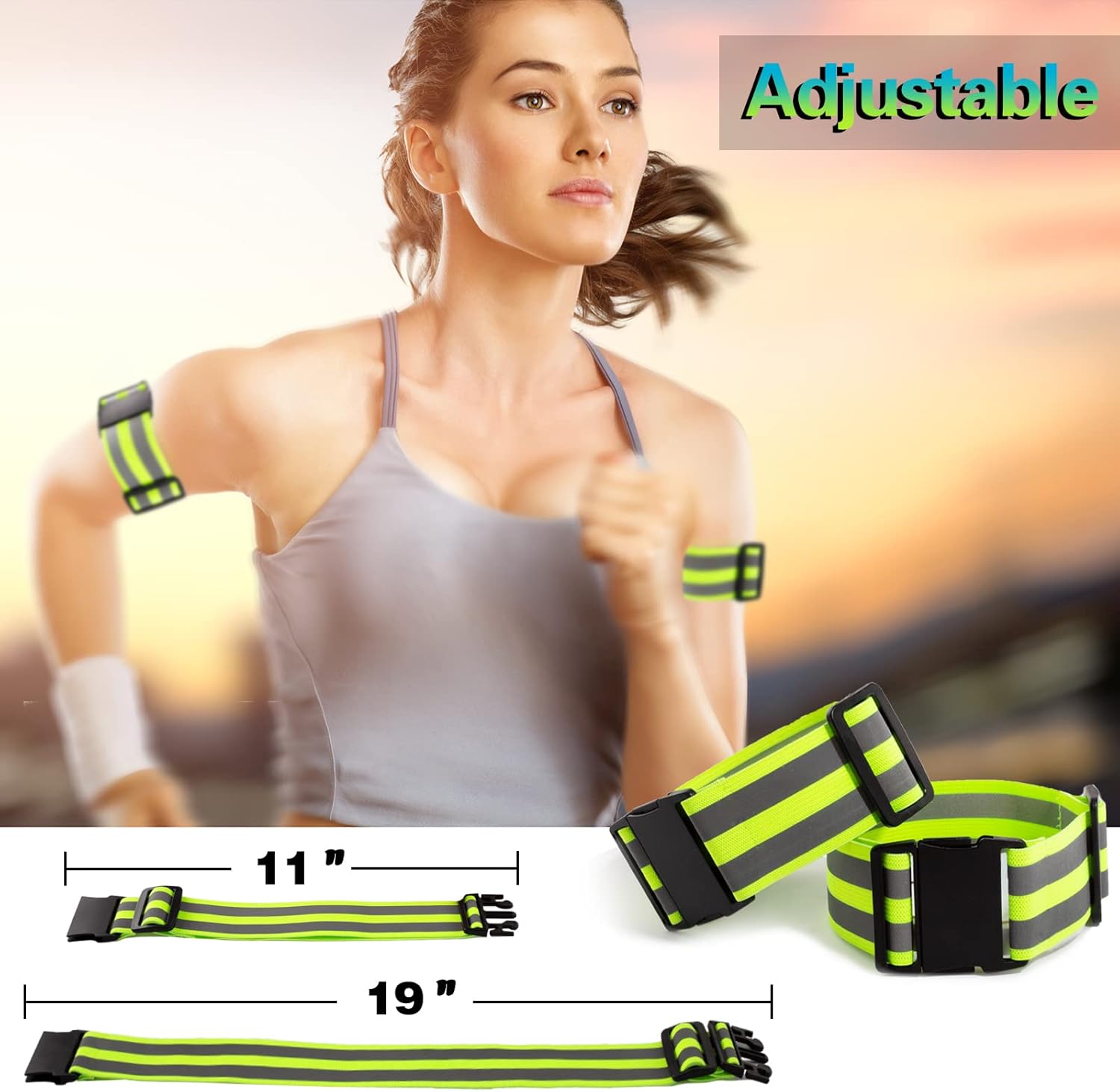 GoxRunx Reflective Running Vest Gear with Reflective Bands for Women Men Safety Reflective Vest for Walking Running Cycling at Night