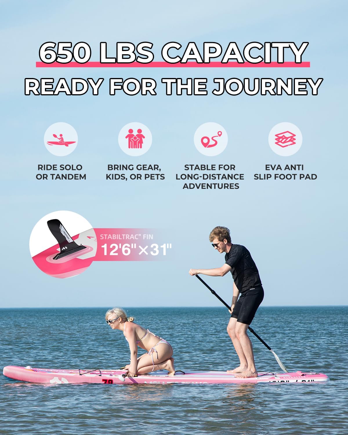 MOUNTOCEAN Premium Extra Wide Inflatable Paddle Board with SUP Accessories