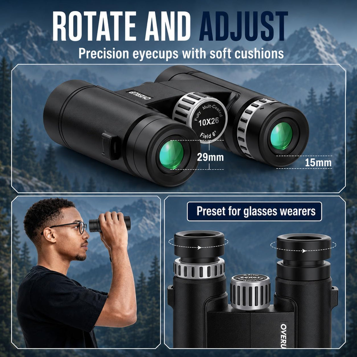 10x26 Compact Binoculars for Adults Travel Cruise Ship Birding Waterproof