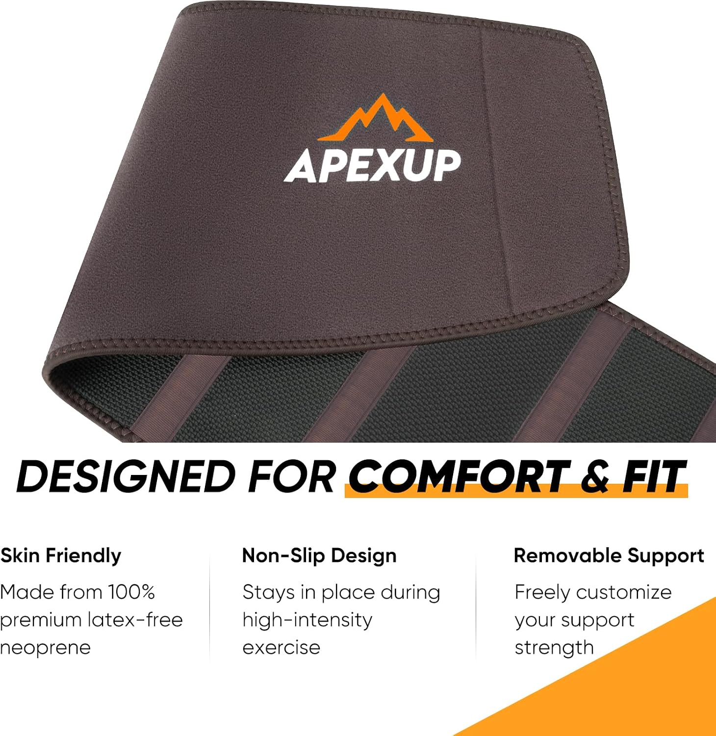 APEXUP Waist Trainer for Women Lower Belly Fat, Men Sweat Band, Stomach Wrap, Waist Trimmer with Removable Lumbar Support