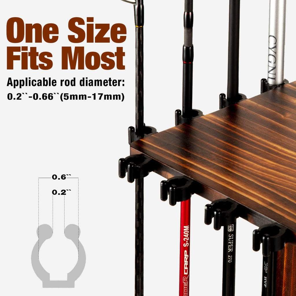 Ghosthorn Fishing Rod Holder for Garage,Wood Floor Pole Rack for Men Gift