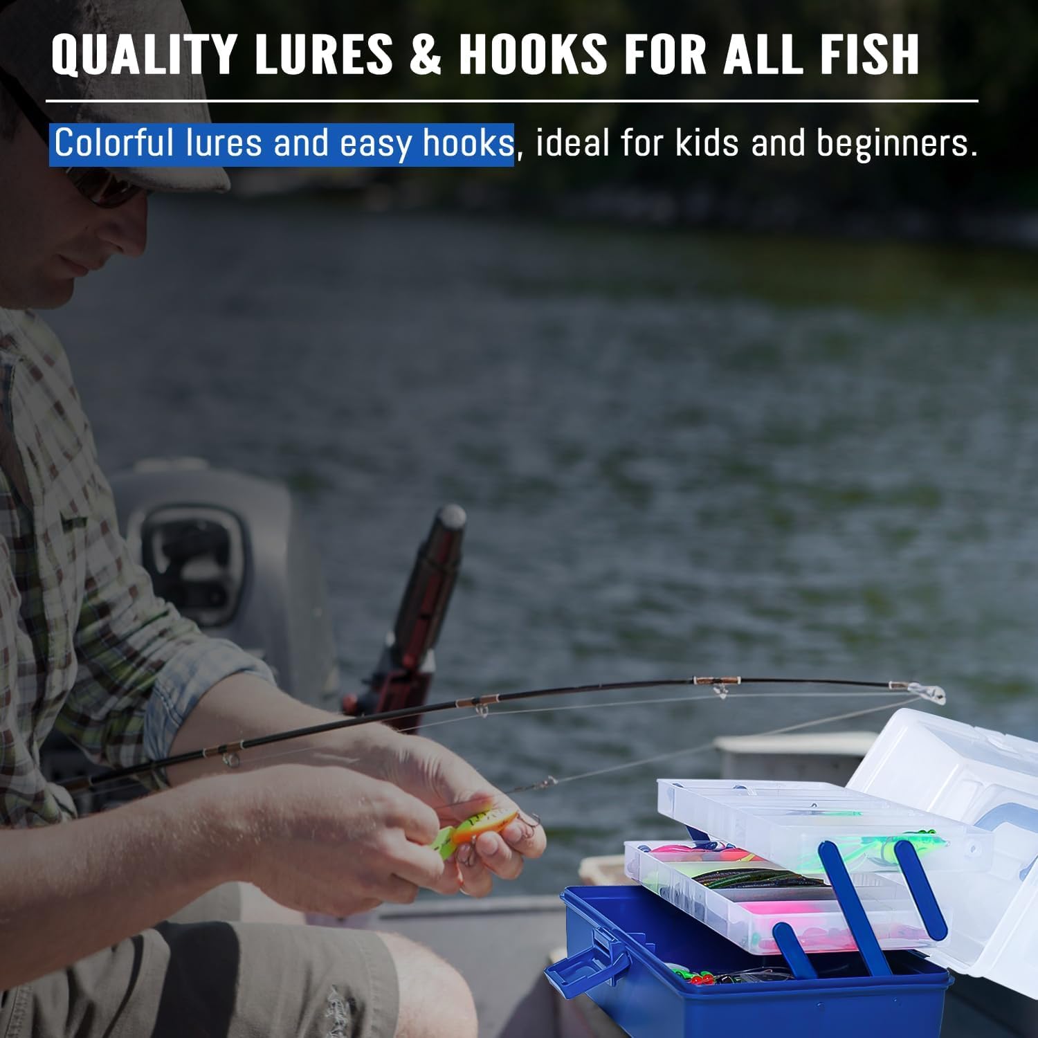 Large 3-Layer Fishing Tackle Box Lures with Tackle Included 448 Pcs