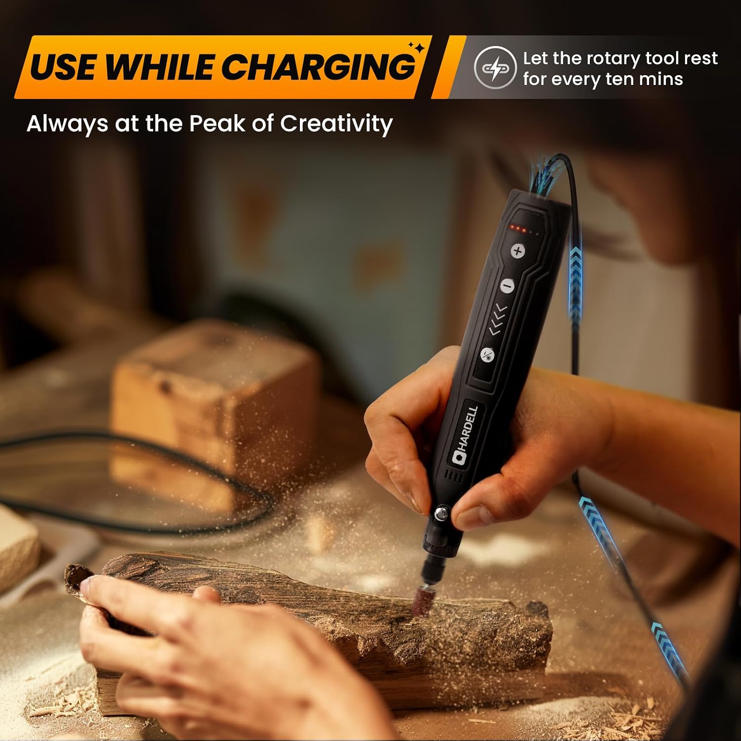 HARDELL Cordless Rotary Tool 3.7V Universal Chuck 5-Speed 71 Accessories