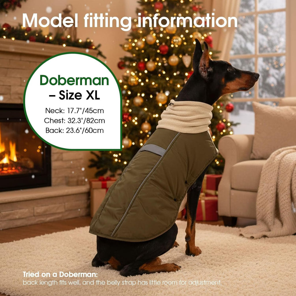 ASENKU Dog Coat Turtleneck Dog Winter Jacket for Small Medium Large Dogs