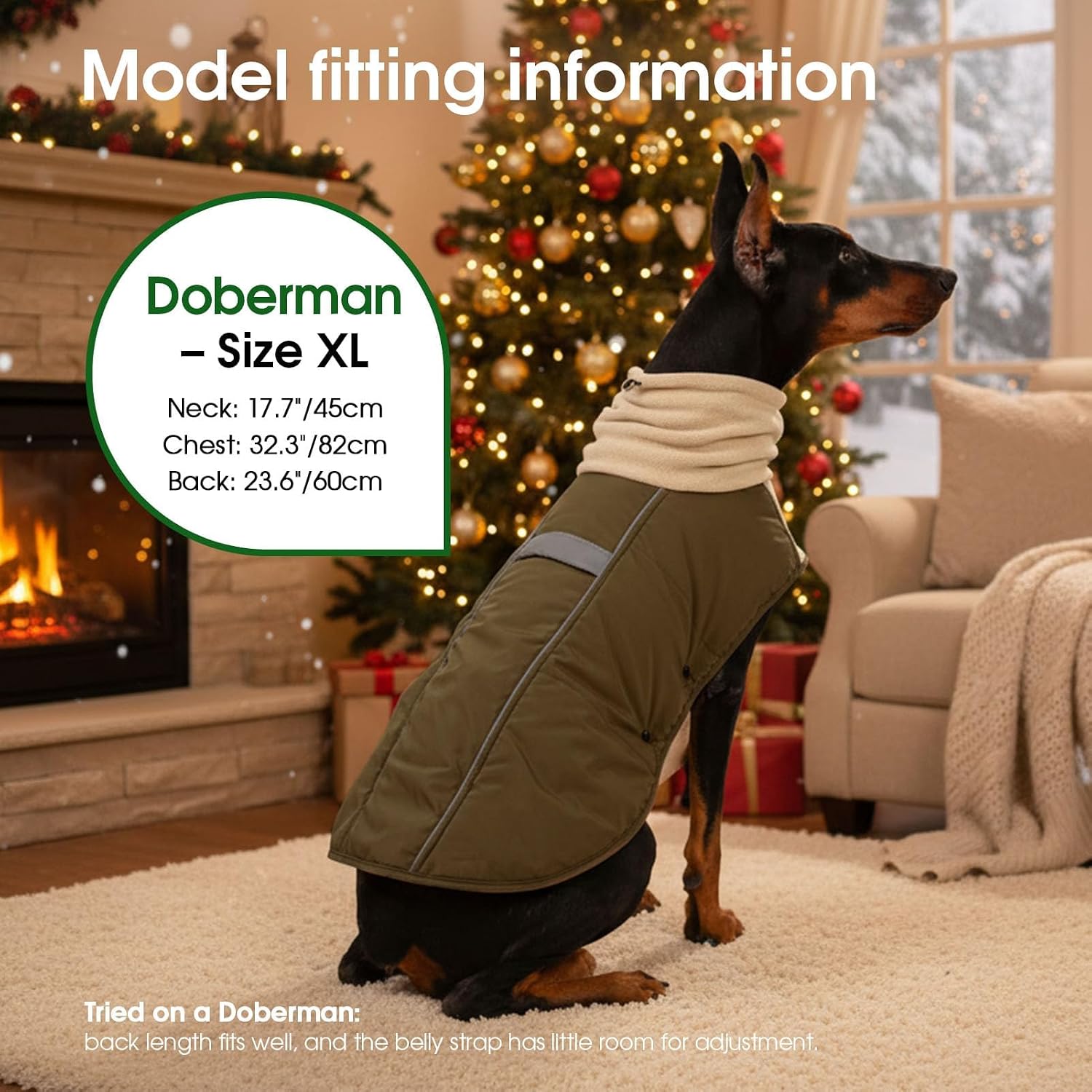 ASENKU Dog Coat Turtleneck Dog Winter Jacket for Small Medium Large Dogs