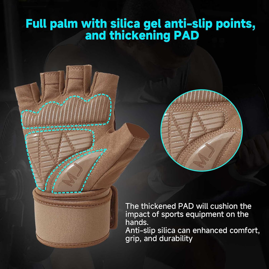 Mens Workout Gloves Weight Lifting Gloves for Men Women Gym Exercise Gloves with Wrist Wrap Support Palm Protection and Grips Gloves for Women Wrist Wrap Gloves for Sport Daily Use