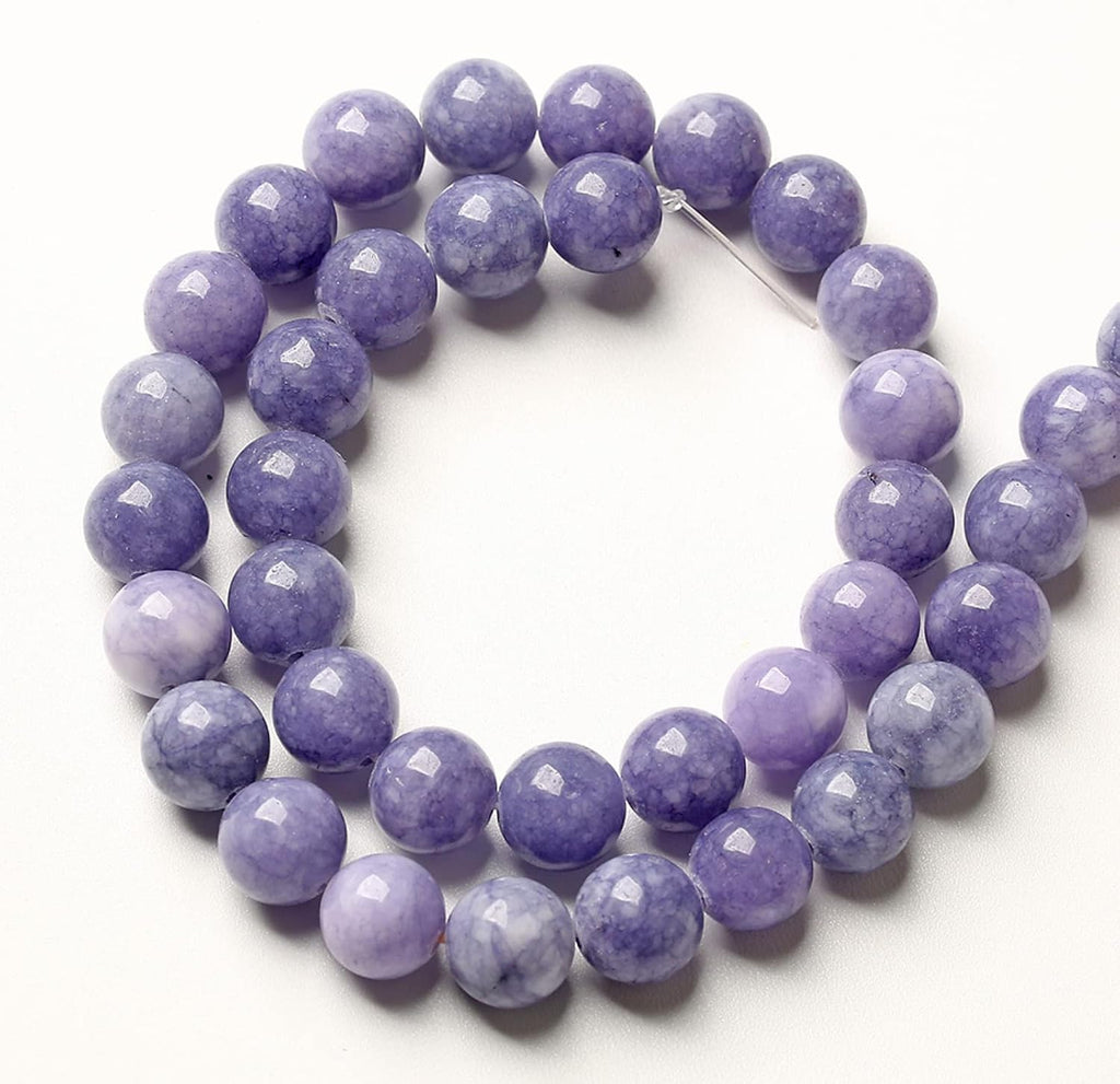75PCS 10MM Lavender Purple Chalcedony Stone Loose Beads for Jewelry Making DIY Bracelet Necklace