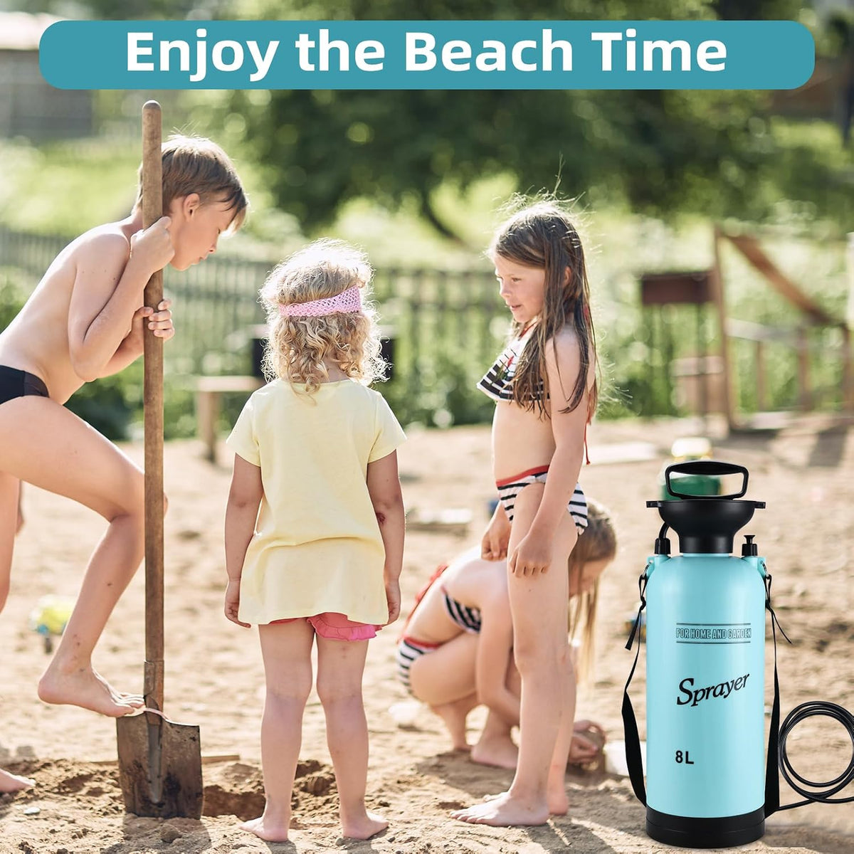 Portable Shower for Camping with 7 Spray Modes, Hand Press Camping Shower with Removable Hose and Shower Head,Pressure Rinse Kits for Hiking Traveling Garden Beach Pet Shower