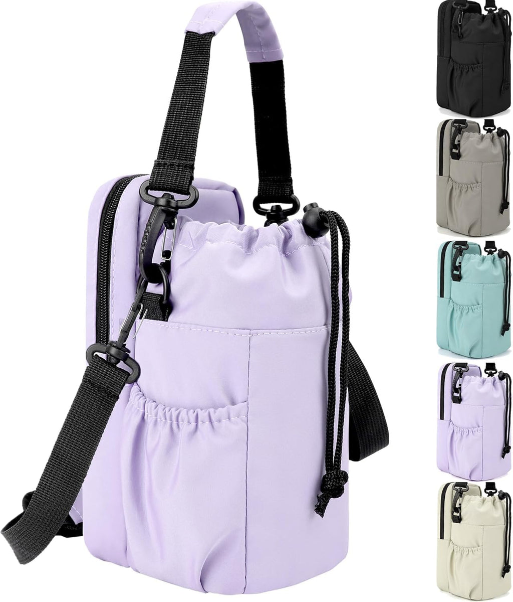 Water Bottle Holder with Strap, 32/40oz Insulation Water Bottle Carrier Bag with Phone Pocket, Water Bottle Sling Bag Crossbody Water Bottle Holder for Hiking Walking
