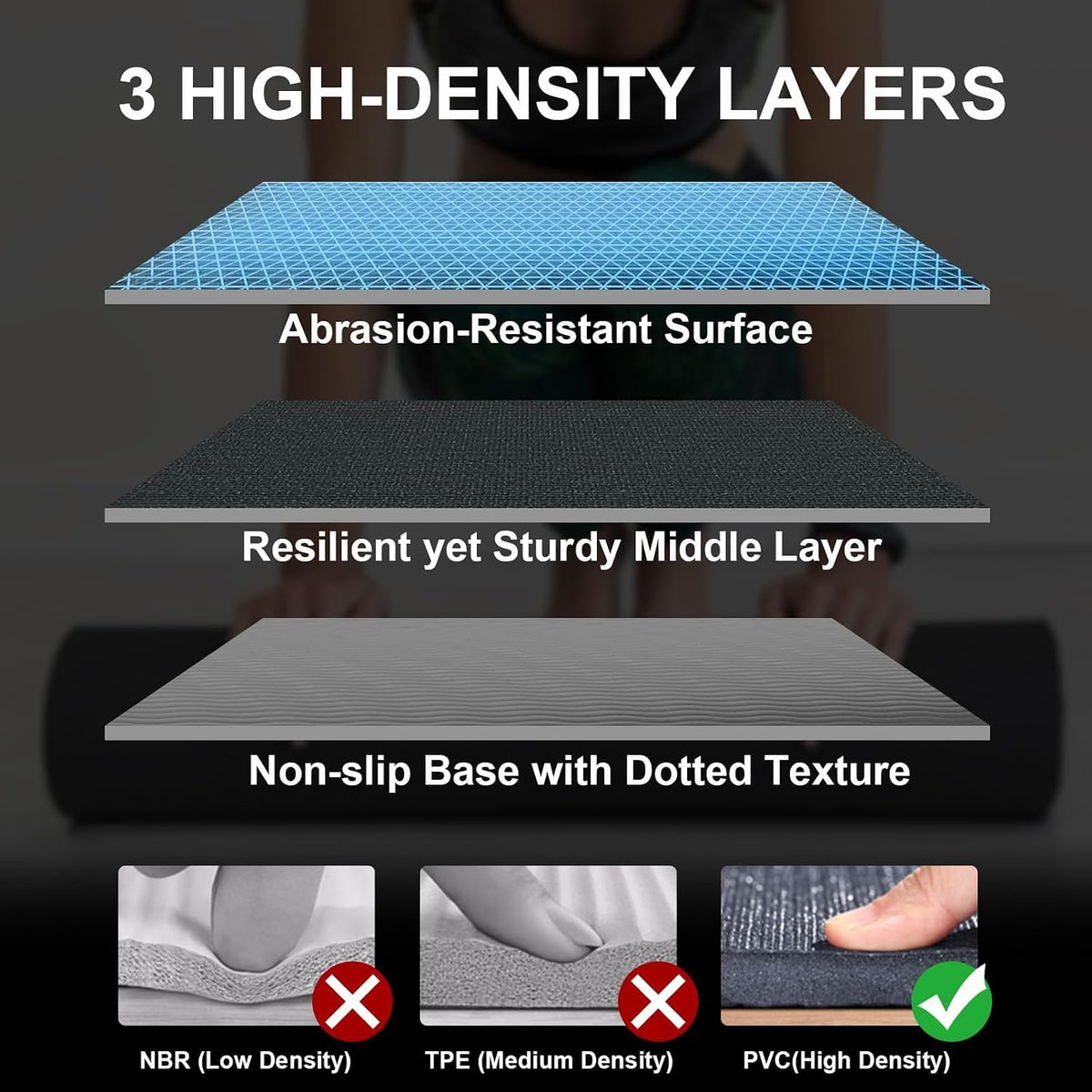 Large Exercise Mat 8'x5'|12'x6'|10'x6'|6'x4'|6'x2' Workout Mat for Home Gym Mats Exercise Heavy Duty Gym Flooring Fitness Mat Large Yoga Mat Cardio Mat for Weightlifting, Jump Rope, MMA, Shoe-Friendly