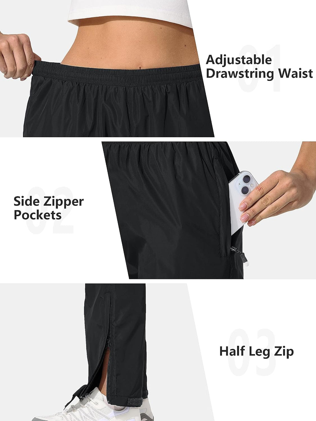 UIQUR Womens Rain Pants Waterproof Lightweight Packable Pants