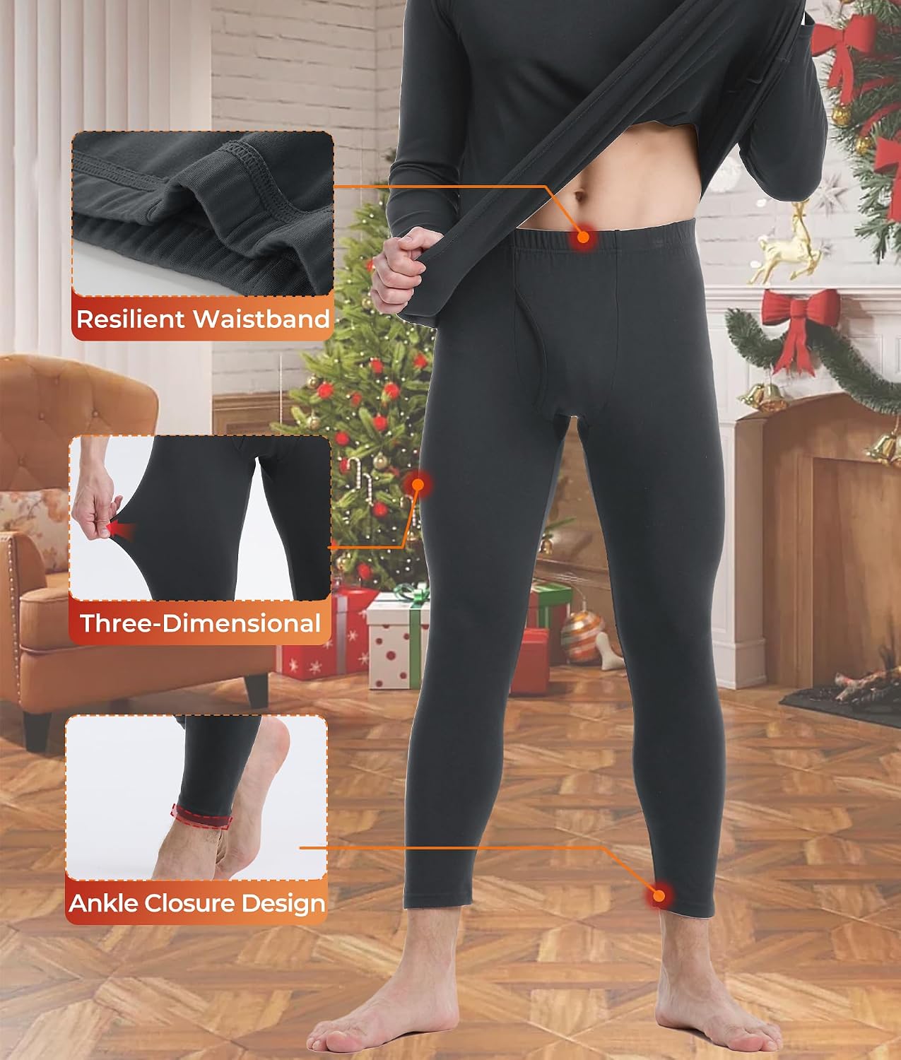 BAMBOO COOL Men's Thermal Underwear Lightweight Fleece Lined