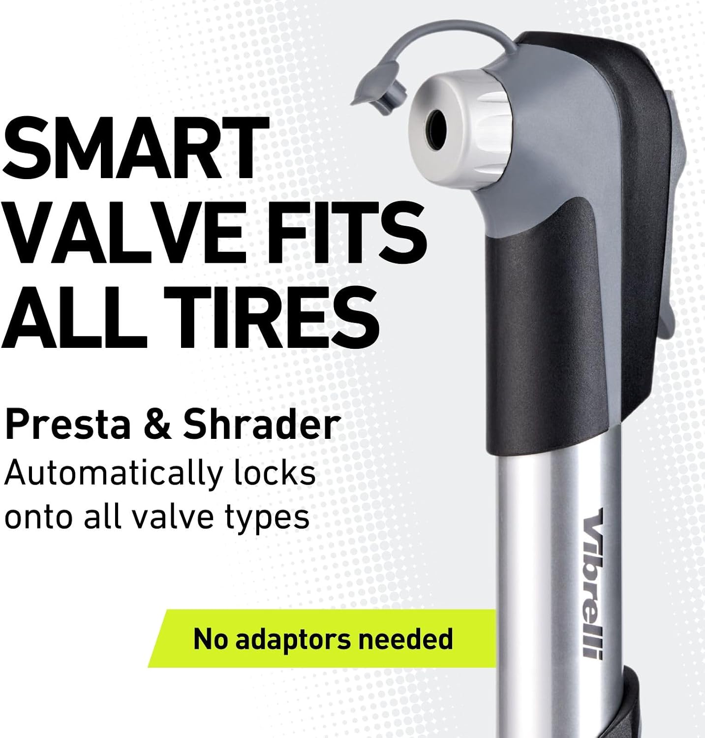 Vibrelli Mini Bike Pump - Presta & Schrader Bicycle Pump - 120 PSI Tire Pump for Road & MTB - No Valve Changing Needed