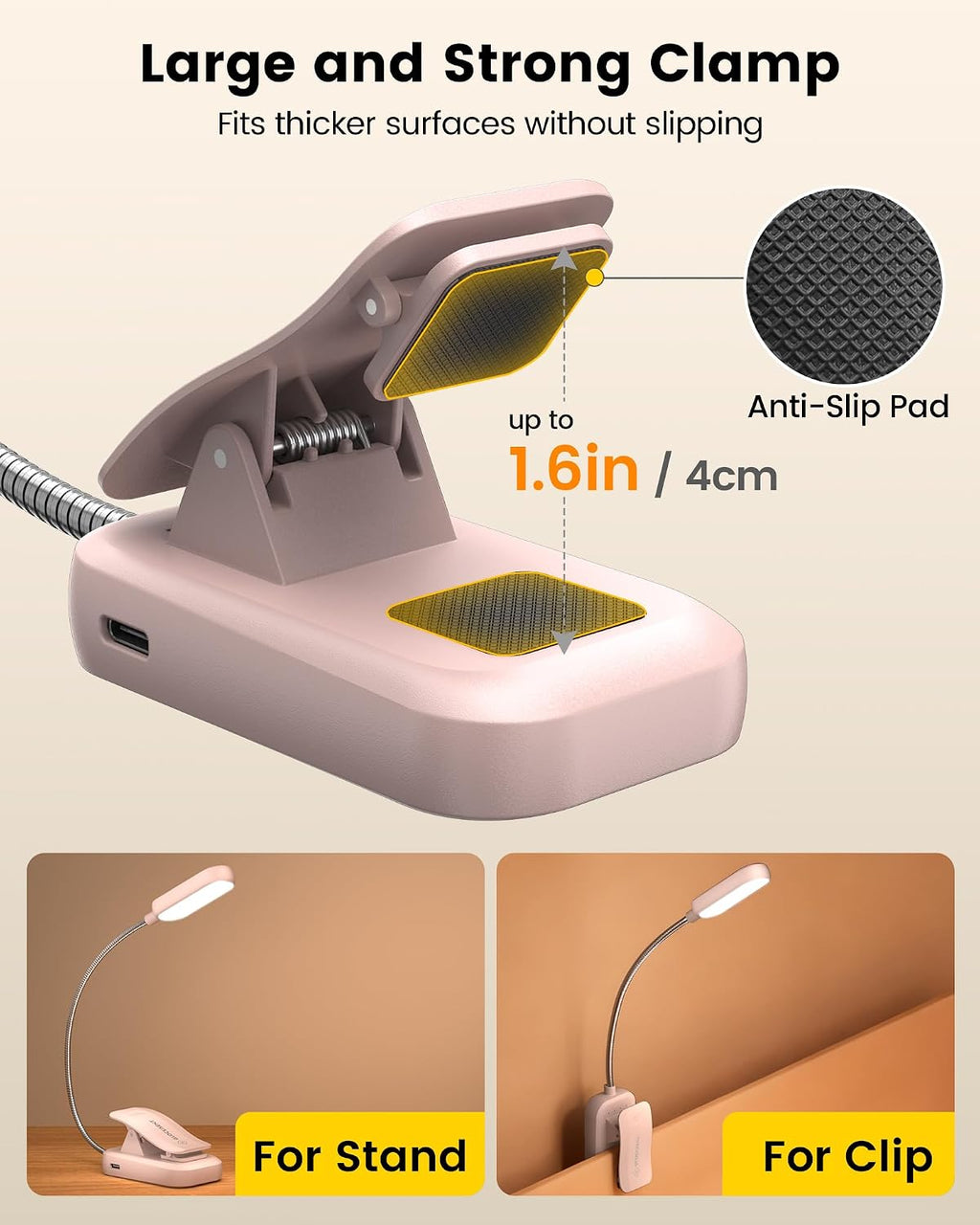 Glocusent 20 LED Reading Lights for Books in Bed, Eye Caring Reading Light