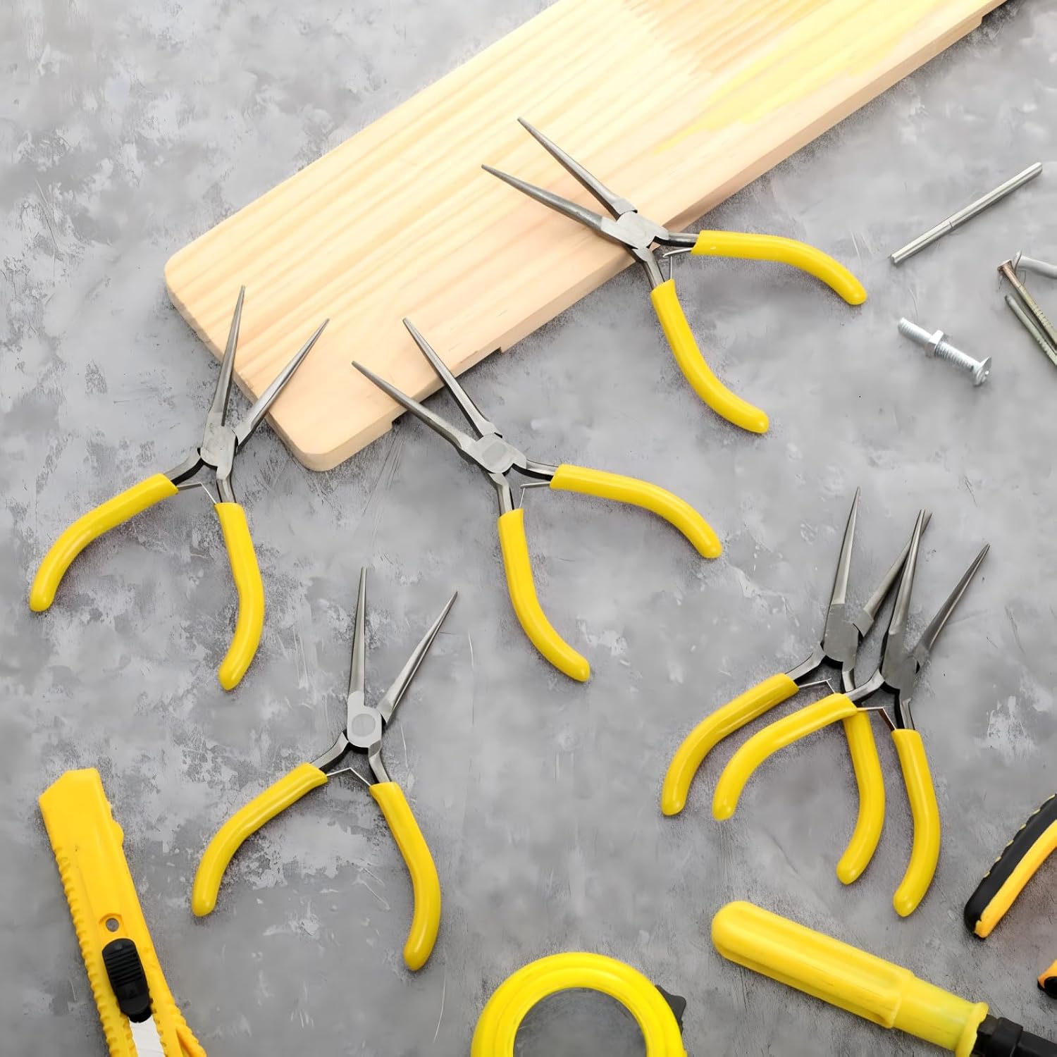 10 Pcs Mini Needle Nose Plier Bulk Jewelry 6 '', Yellow