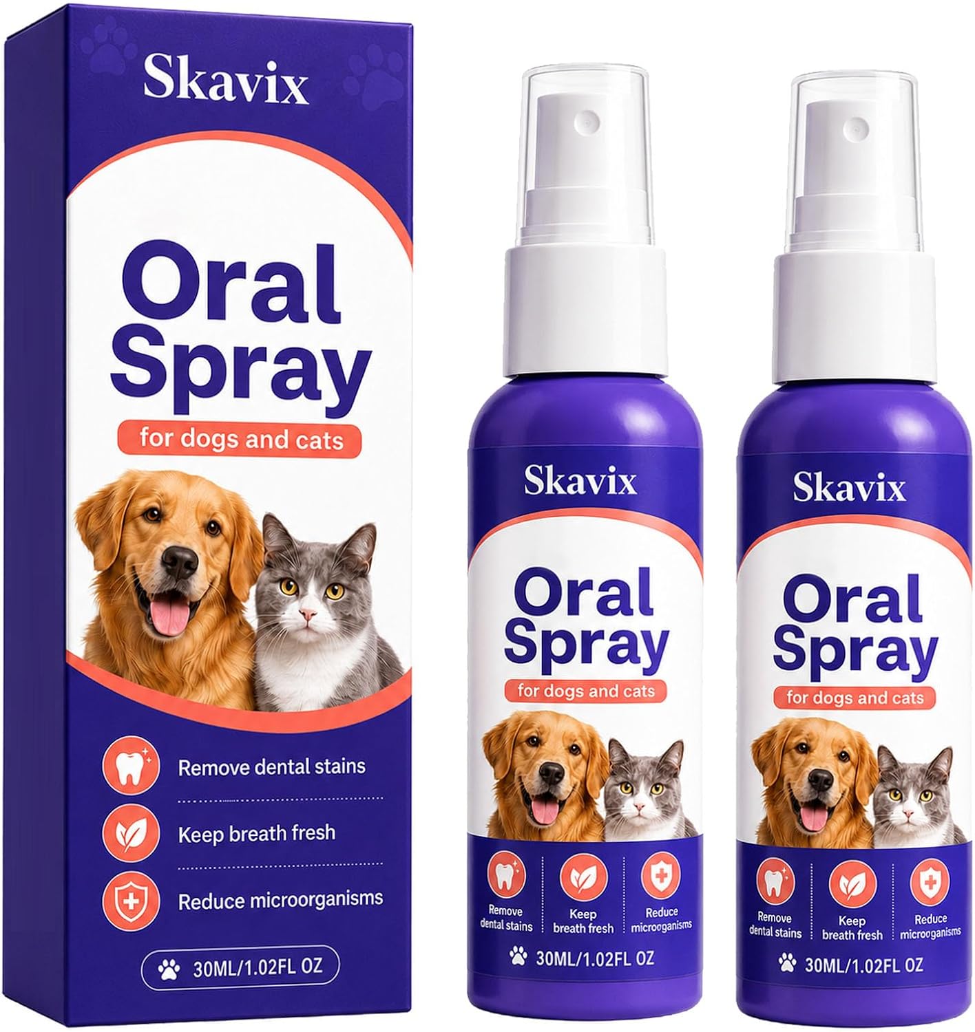 pet Oral Spray, No-Brush Oral Care Spray for Dogs and Cats, Easy Pet Mouth Spray for Fresh Breath Routine, Daily Pet Mouth Care Routine, 30ML / 1.02 FL OZ (2)