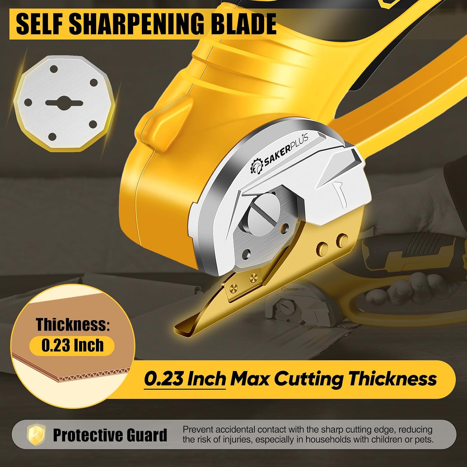 SakerPlus Cordless Electric Scissors, 4V Rechargeable Cardboard Cutter