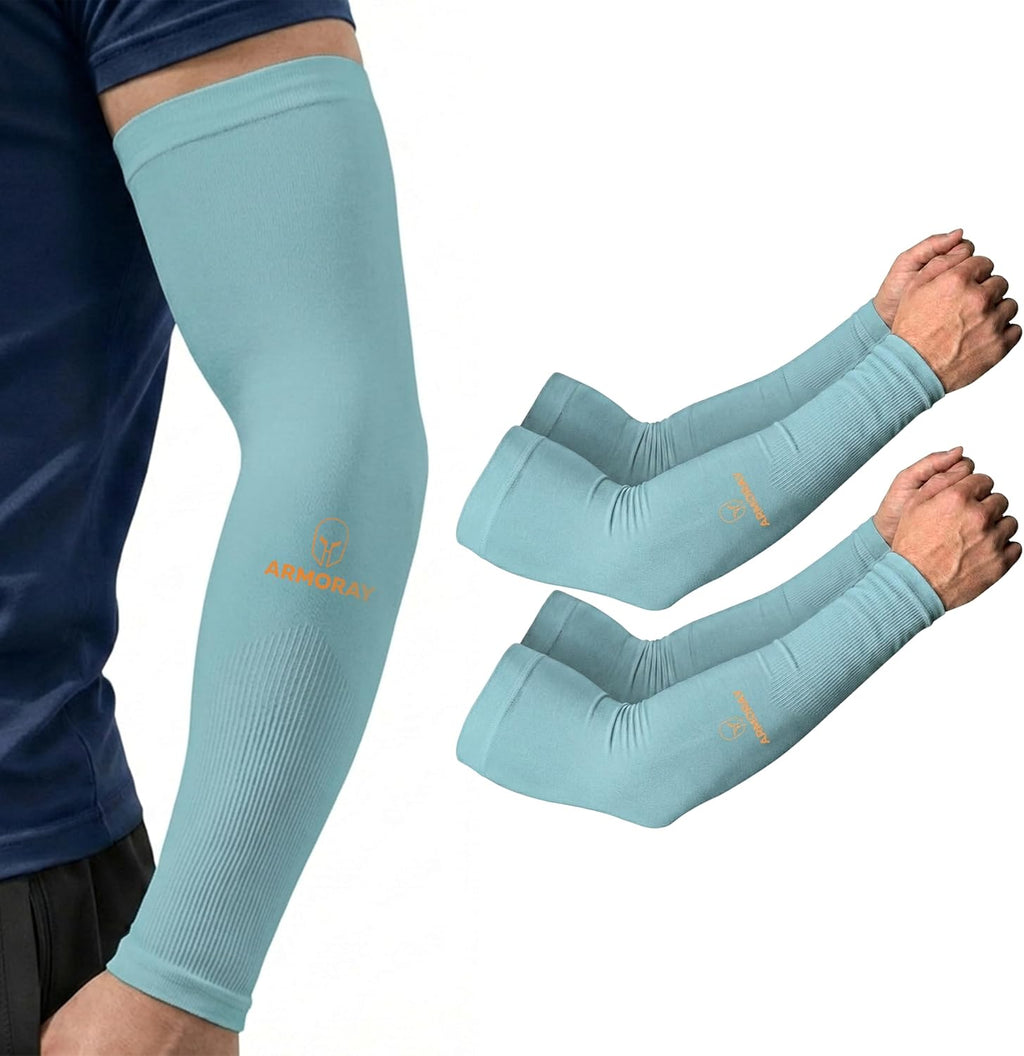 ARMORAY Arm Sleeves for Men and Women - UV Sun Protection Cooling Compression - Tattoo Cover Up Sleeve for Daily Wear & Work