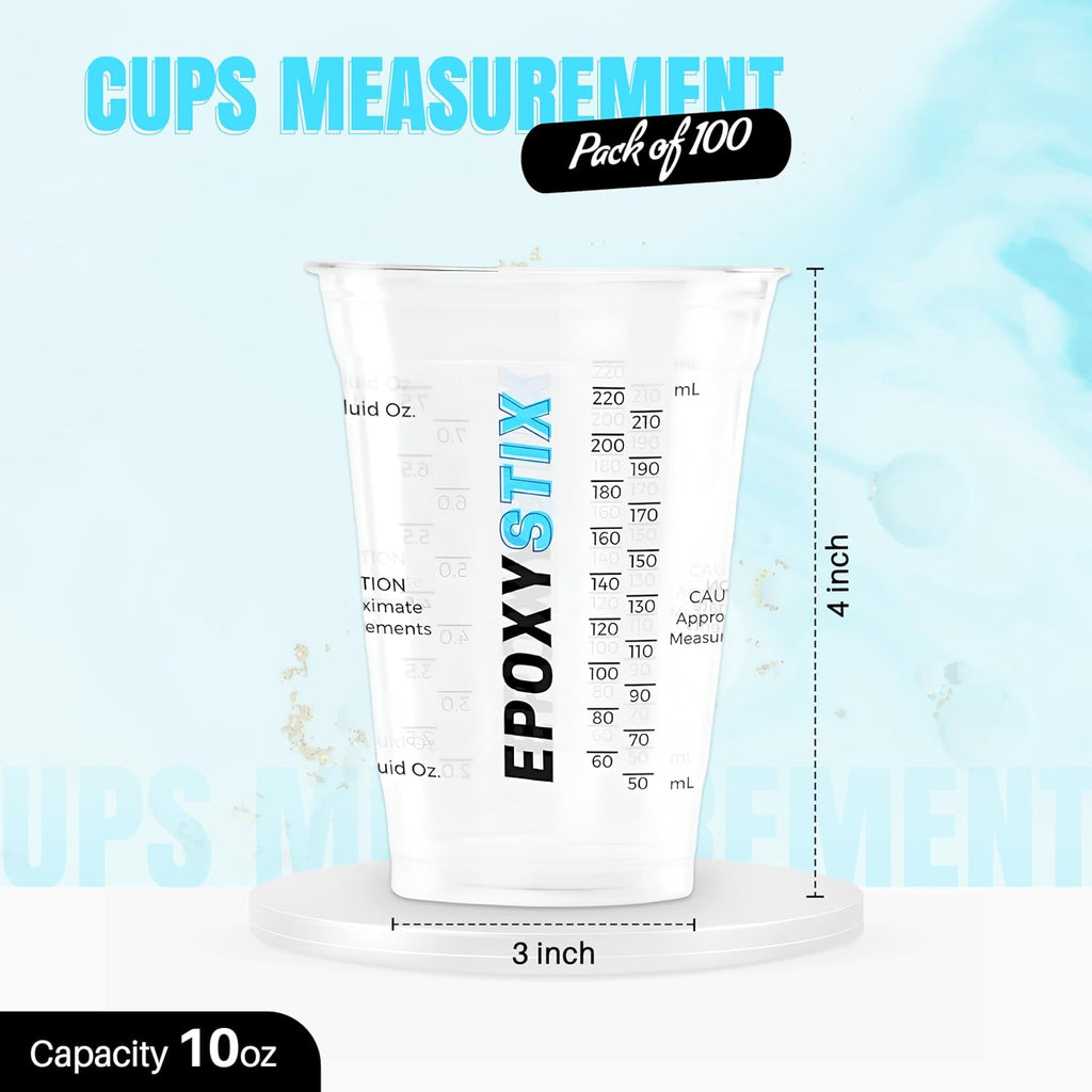 [Pack of 100] 10oz Disposable Graduated Measuring Cups for Mixing - Measurements in mL and Oz - Multipurpose Reusable Cups for Paint, Epoxy Resin, Stain, Liquid Mixing Cups