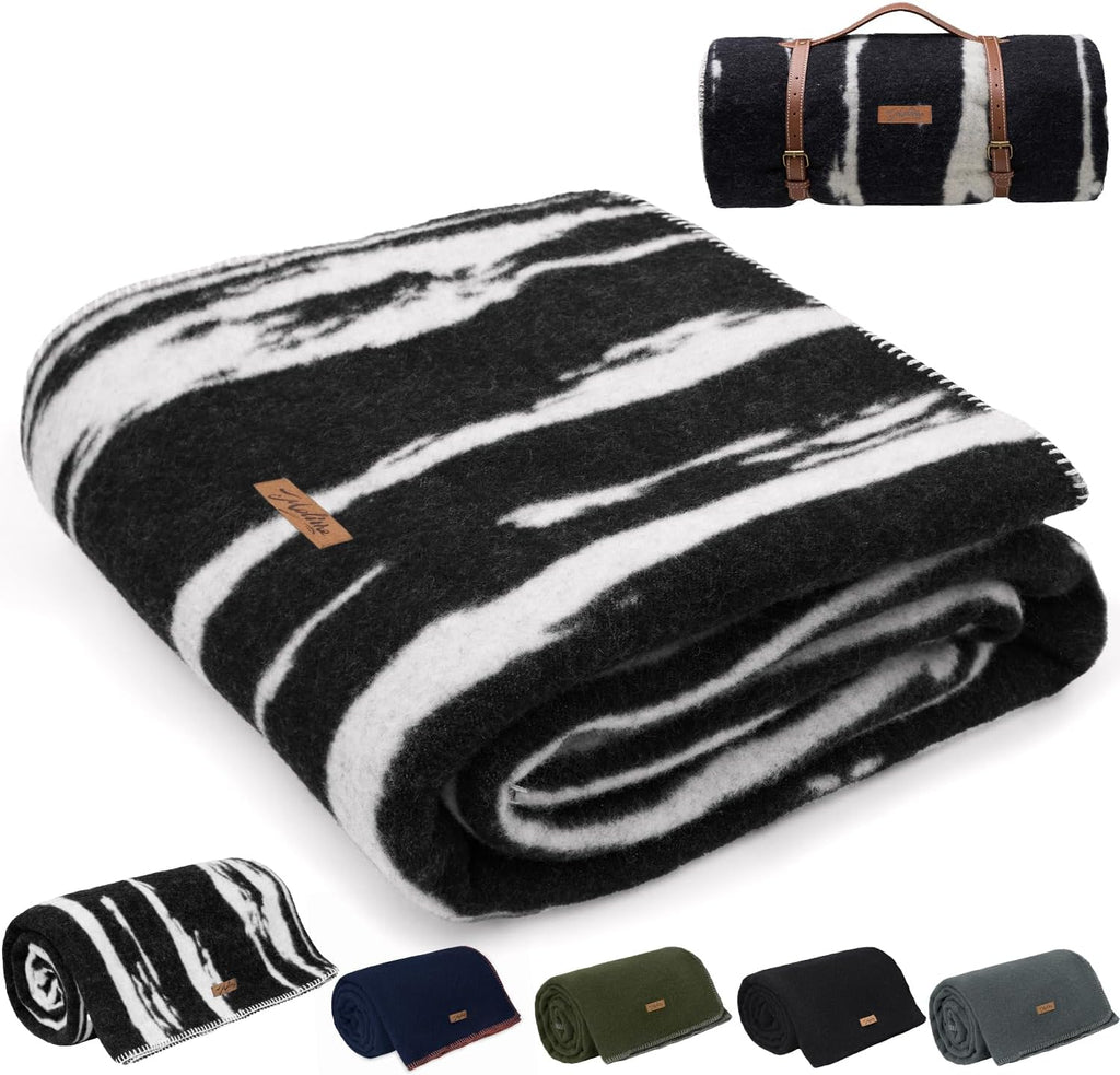 Molithe 100% Wool Blanket, 62" x 48", Warm, Thick, Military, Camping Gear
