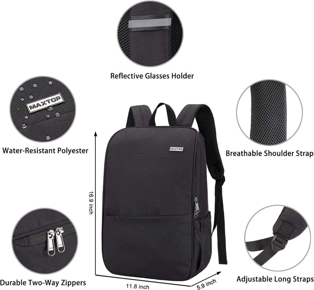 MAXTOP Deep Storage Laptop Backpack Business Anti-theft Backpacks[Water Resistant] College Computer Bookbag Fits 15 Inch Laptop Black