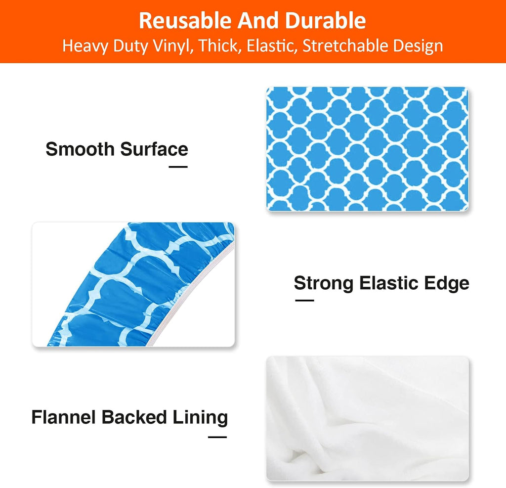 6ft 72in Picnic Table and Bench Cover, 3 Pack, Blue-White Moroccan