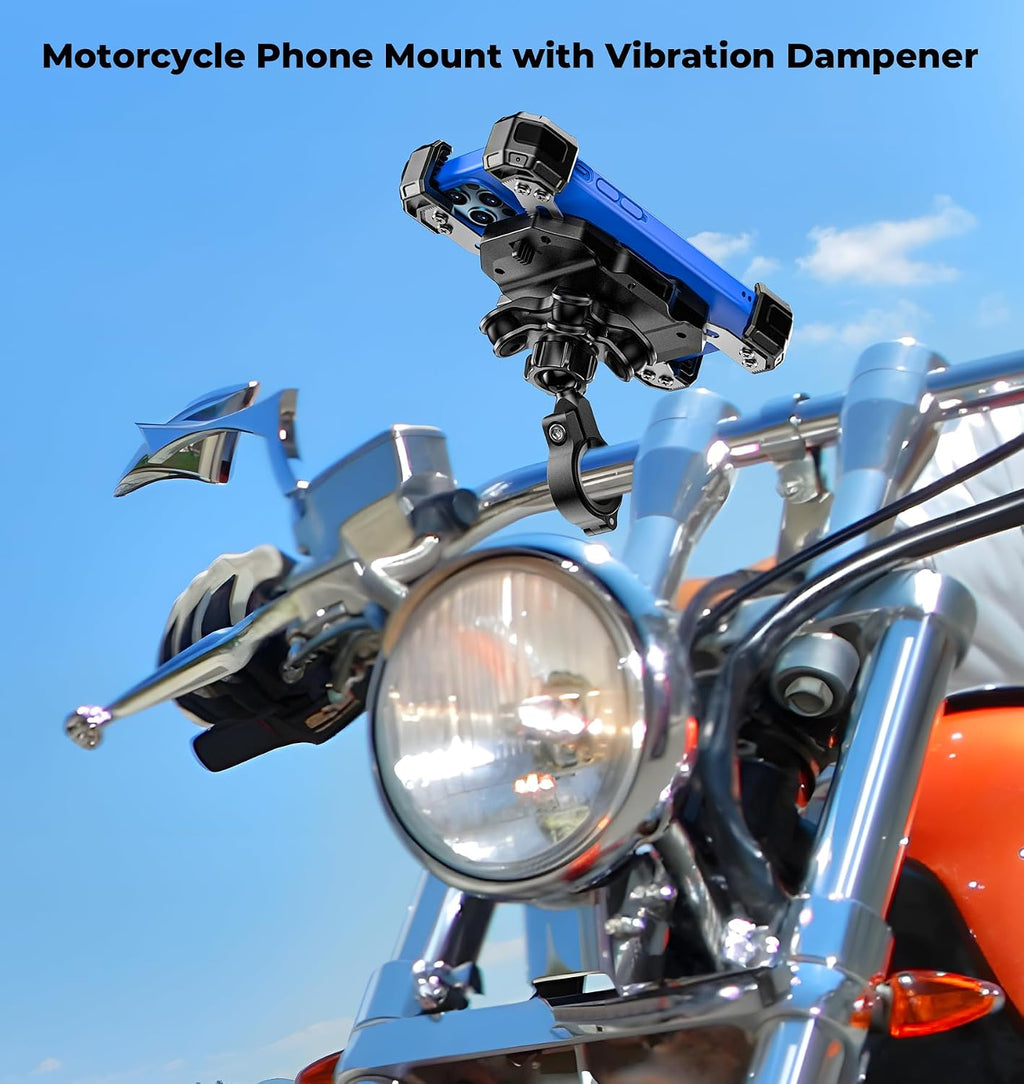 VAZESWIN Motorcycle Bike Phone Mount with Vibration Dampener, 1s Auto Lock