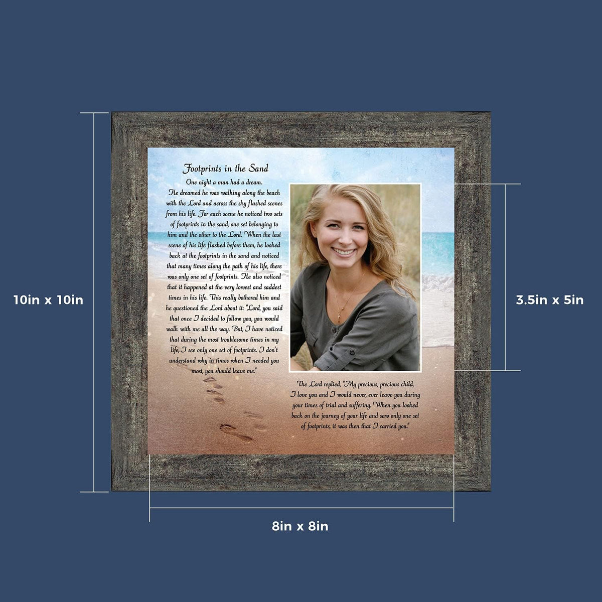Footprints in the Sand Inspirational Wall Art, Beach Decor, Christian Gifts for Women and Men, Christian Wall Decor, Get Well Soon, Encouraging Scripture Wall Art, Framed Sympathy Gift 6380BW