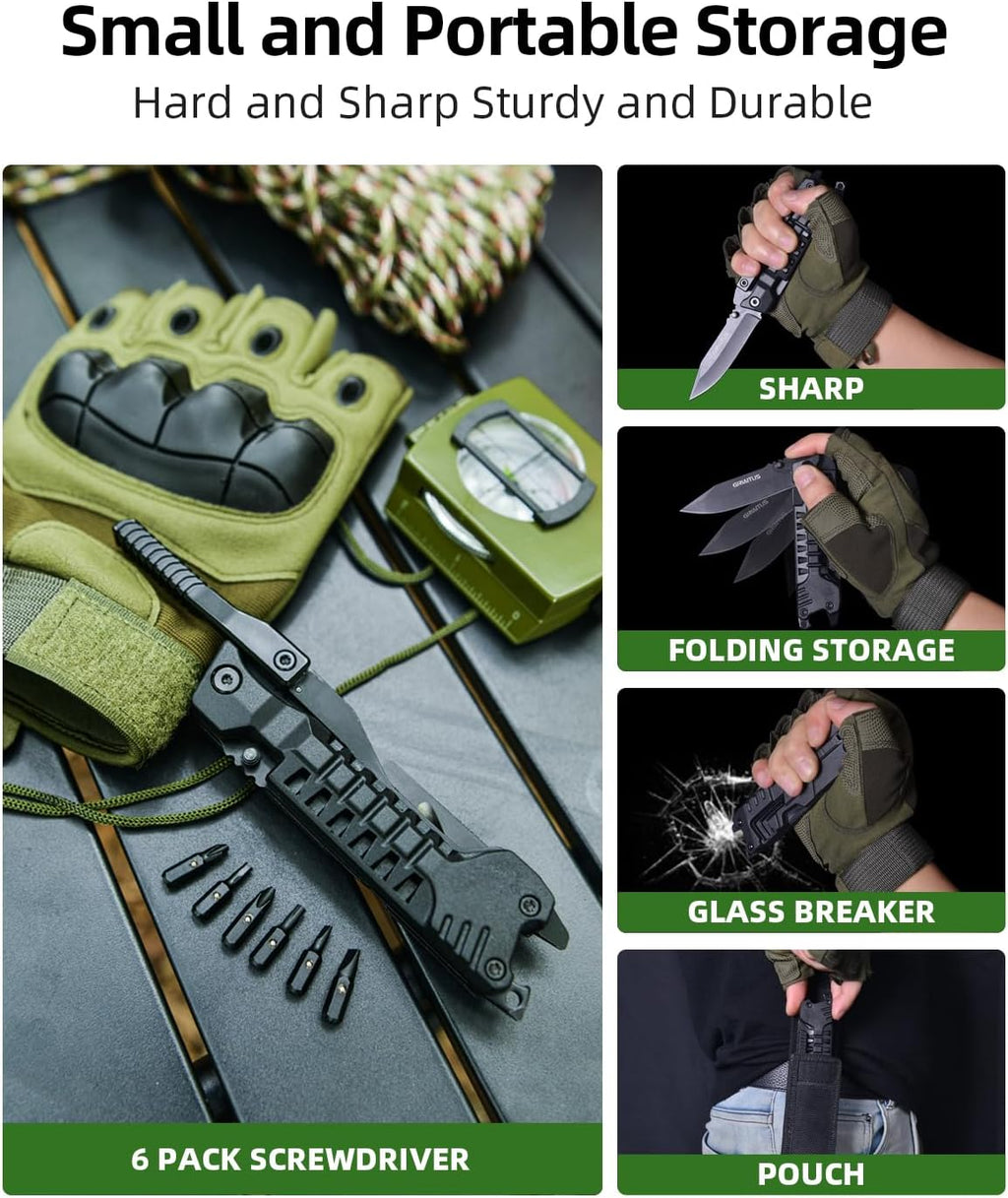 17 in 1 Multitool Knife Fire Starting Stick Bottle Opener Saw for Camping