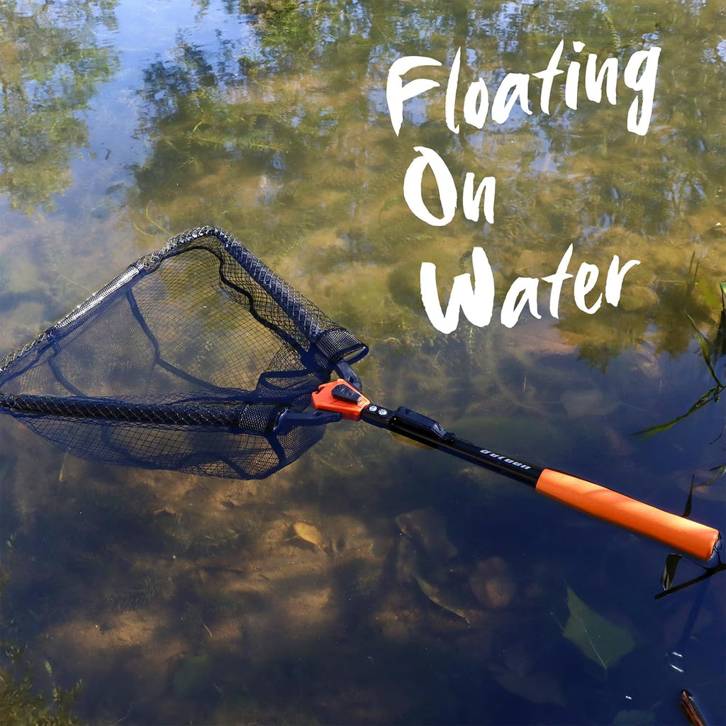 YVLEEN Floating Fishing Net Fish Landing Net - Upgraded Design Foldable & Lightweight Freshwater Fishing Landing Net, Ultra-Thin Rubber Fish Net Easy Catch and Release, Fishing Gifts for Men
