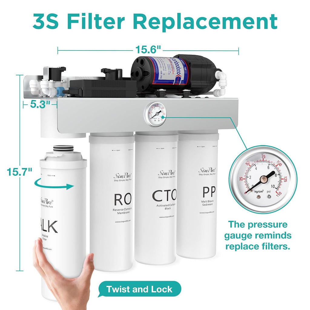 SimPure T1-400ALK Tankless Alkaline Reverse Osmosis Water Filter 400 GPD