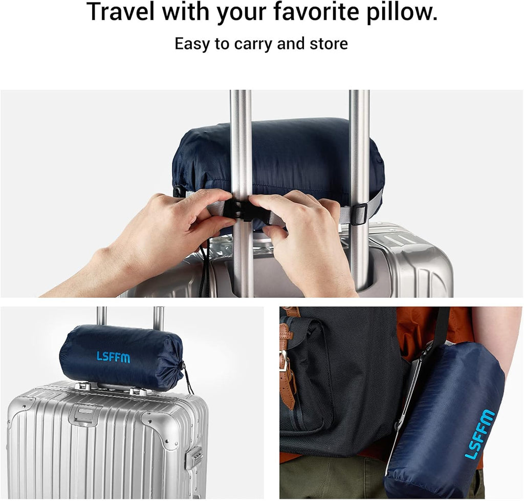 Memory Foam Travel Pillow 9.8"x15.7" Compact Camping Pillow