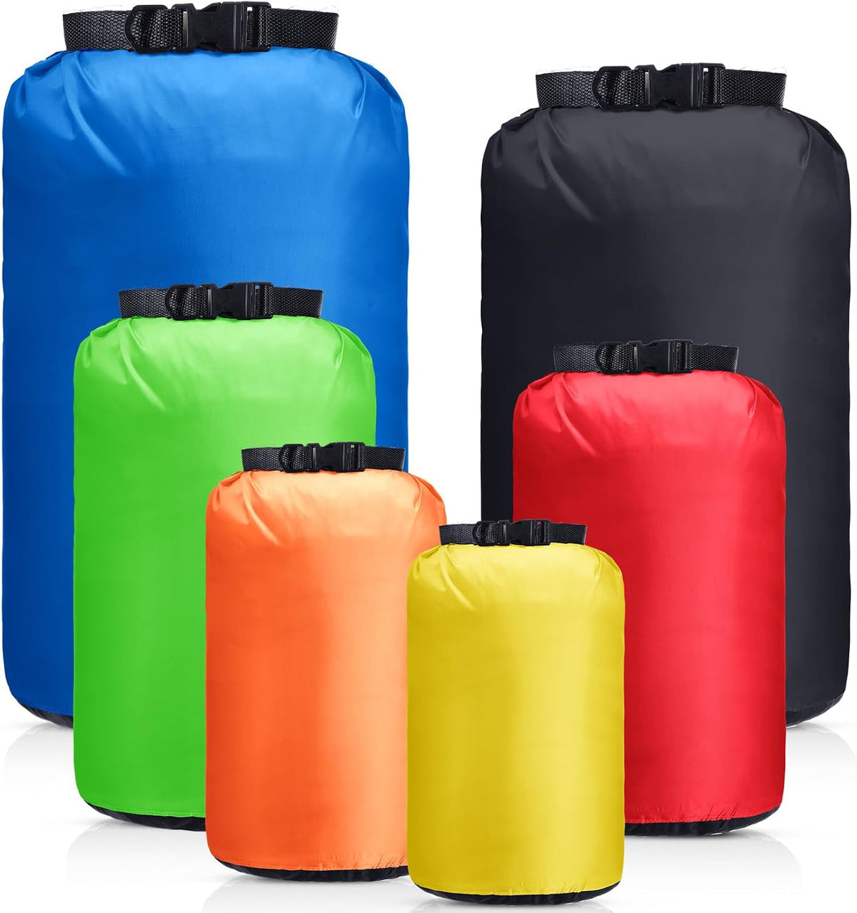 6 Pcs Waterproof Dry Bag Set for Kayaking & Camping,Bright