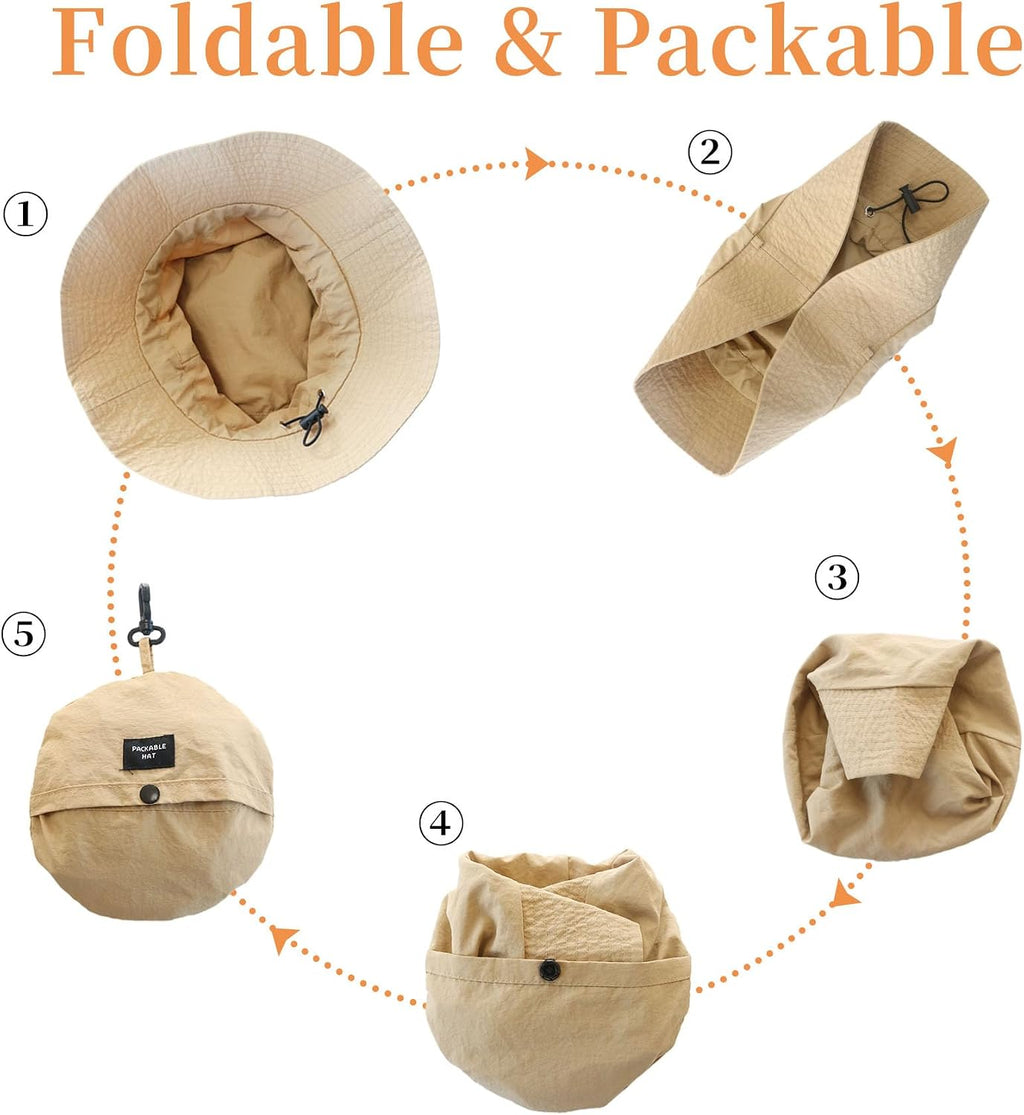 NPJY Packable Sun Bucket Hat for Women Outdoor Waterproof Rain Hat