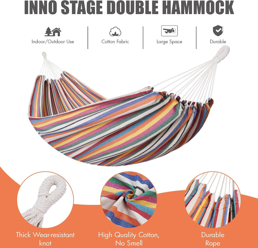 INNO STAGE Extra Large Double Hammock with Tree Straps, Mixcolor