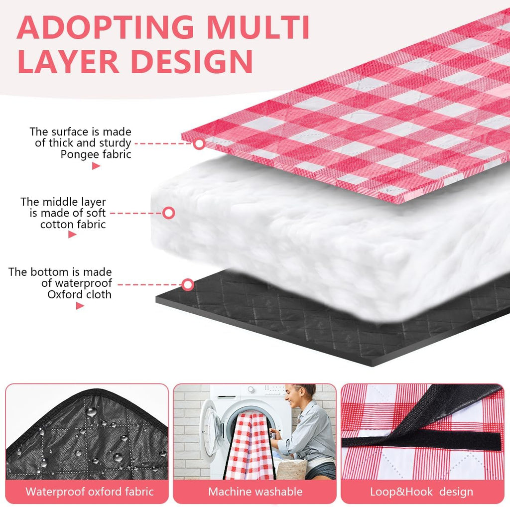 OBTANIM Extra Large Picnic Blanket 80 x 80 Inch Waterproof Foldable Beach Blankets Outdoor Picnic Mat for Camping Grass Lawn Park Music Festival Party Accessories (Red and White)
